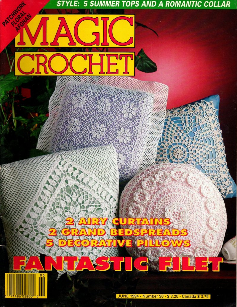Image 0 of Magic Crochet Vintage Magazine Number 90 1994 Curtains Bedspreads Pillows Filet