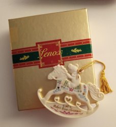 1987 Lenox Baby's First Christmas Rocking Horse Ornament Vintage Collectible