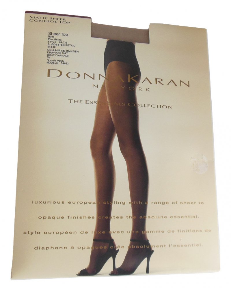 Womens Donna Karan Pantyhose Matte Sheer Control Top Hosiery Nude Plus Petite L