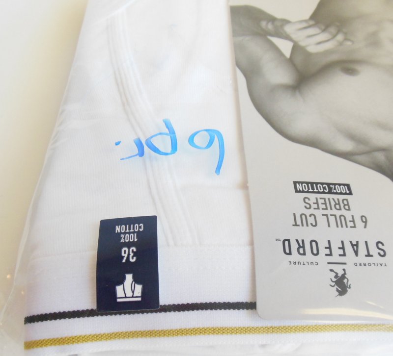 Image 5 of Men's All Cotton Full Cut Briefs Underwear Gold Blue Lines by Stafford 36 Large