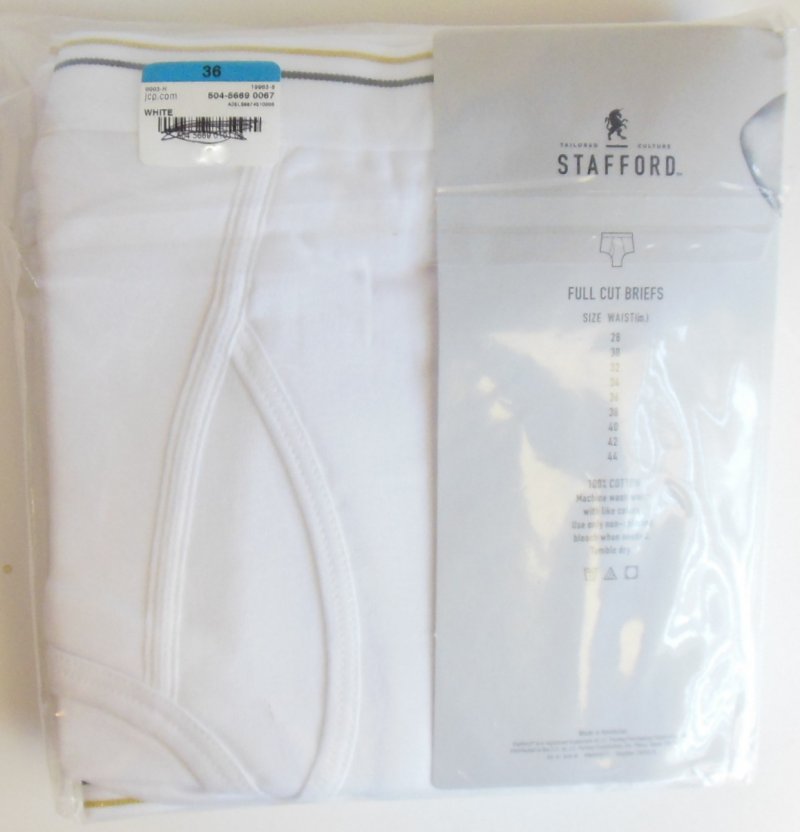 Image 6 of Men's All Cotton Full Cut Briefs Underwear Gold Blue Lines by Stafford 36 Large