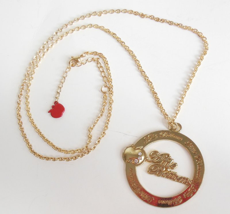 Image 1 of Apple Bottoms Gold Necklace Round Pendant Women's Costume Jewelry Red Hang Tag