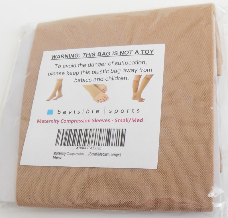 Image 1 of Genuine Bevisible Maternity Compression Sleeves Socks Open Toe Beige S M Combo