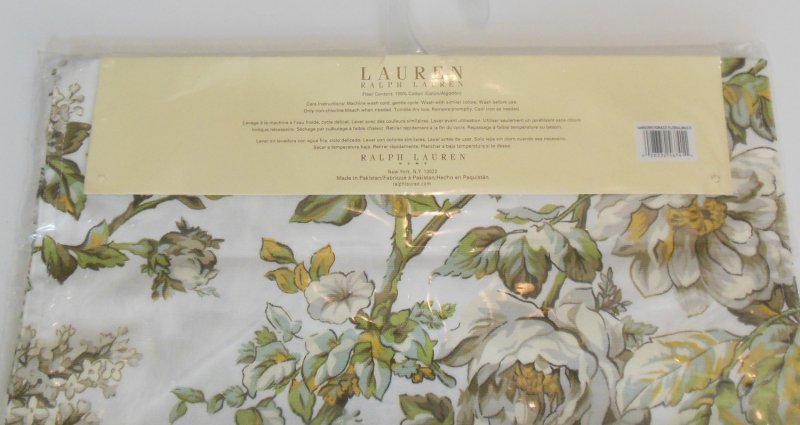 Image 3 of Ralph Lauren Table Runner 15 x 72 Grace Floral Large Print Gold Green White Blue