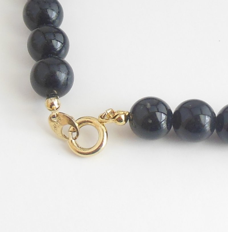 Image 2 of Women's Japan Necklace Black Graduated Round Beads Painted Roses Vintage
