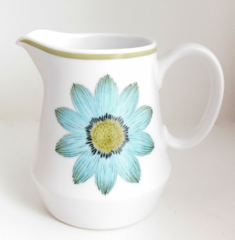 Image 0 of Noritake Progression Creamer Upsa Up-Sa Daisy 9001 Blue Flower Vintage USA