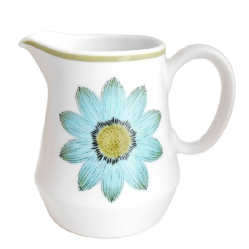 Noritake Progression Creamer Upsa Up-Sa Daisy 9001 Blue Flower Vintage USA