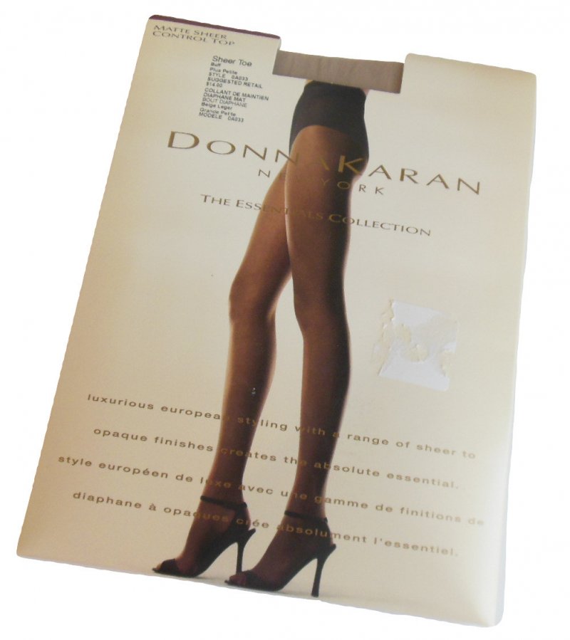 Donna Karan Pantyhose The Essentials Collection Matte Sheer Sz L Petite Buff