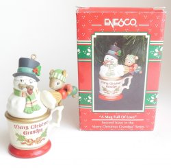 Vintage Enesco Ornament Cup Merry Christmas Grandpa Series A Mug Full of Love