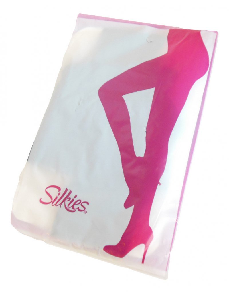 Silkies Ultra Control Top Pantyhose Small Jet Black Nylon Spandex Cotton Gusset