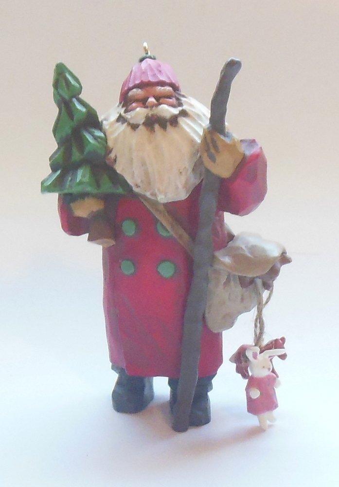 Image 1 of Hallmark Christmas Ornament Santa Making His Way Folk Art Americana QXC4523