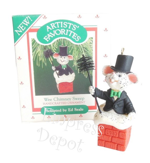 Hallmark Wee Chimney Sweep Christmas Ornament Artists' Favorites Mouse QX4519
