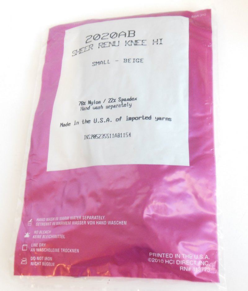 Image 1 of Silkies Sheer Renu Knee Hi High Hosiery Small Beige Nylon Spandex Stockings