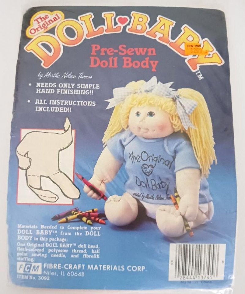 Image 3 of The Original Cabbage Baby Doll Head Pony Tails Pre-Sewn Doll Body Vintage 1984