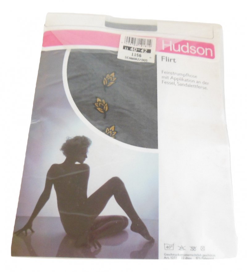 Vintage Hudson Tights for Women Black Application at Ankle Patterned 40 to 42 M