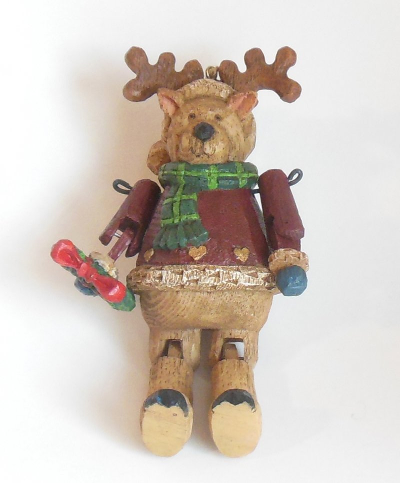 Image 1 of Rustic Country Moose Christmas Tree Ornament by Woodlook Jointed Pins Semi Large