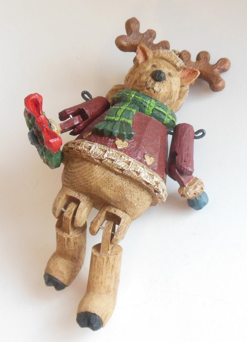 Image 2 of Rustic Country Moose Christmas Tree Ornament by Woodlook Jointed Pins Semi Large