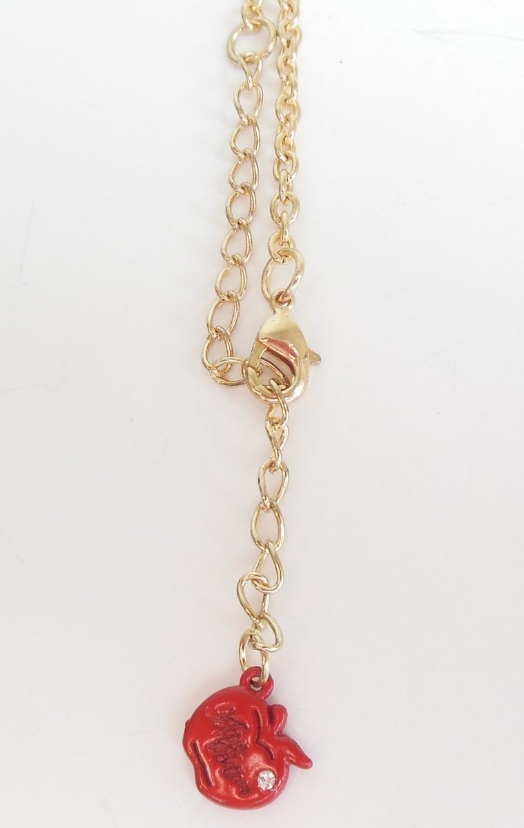 Image 2 of Apple Bottoms Gold Necklace Round Pendant Women's Costume Jewelry Red Hang Tag