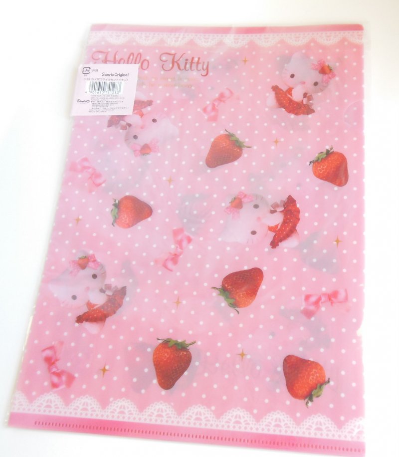 Image 1 of Hello Kitty A4 File Folders School Supply Office Supply Strawberry Pattern Pink