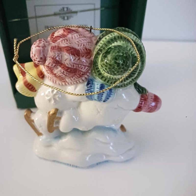 Image 2 of Fitz and Floyd Christmas Ornament Frosty the Snowman Happy Holidays Him and Her