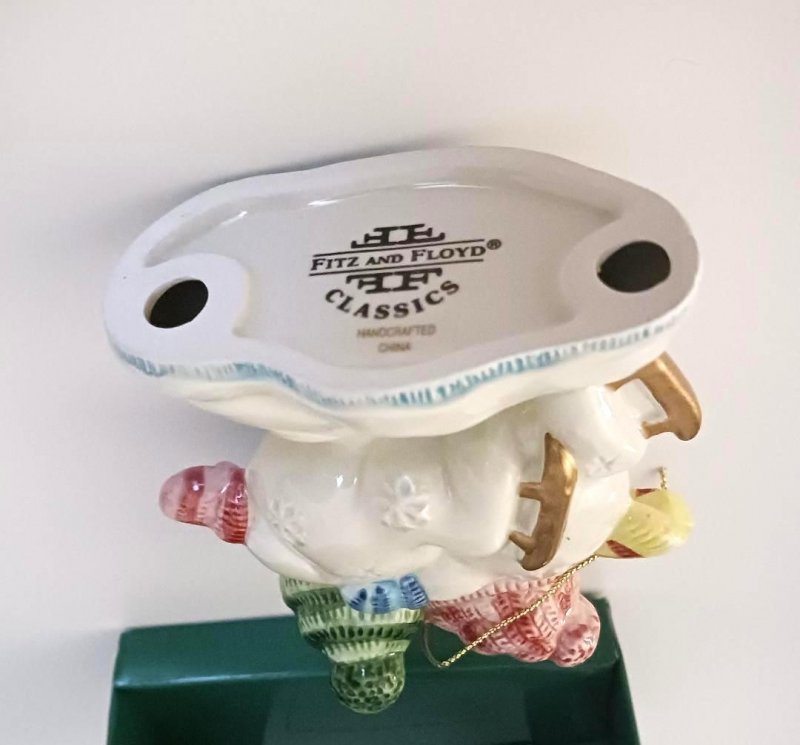 Image 3 of Fitz and Floyd Christmas Ornament Frosty the Snowman Happy Holidays Him and Her