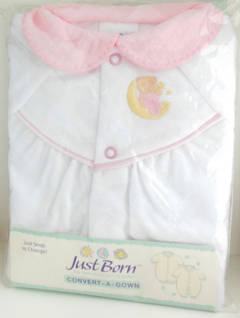 Image 1 of Just Born Convert a Gown Converter 0 to 3 Mos Baby Girl Infant Soft Pink White