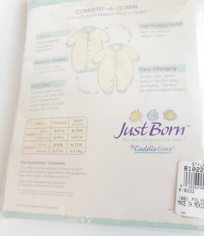 Image 3 of Just Born Convert a Gown Converter 0 to 3 Mos Baby Girl Infant Soft Pink White