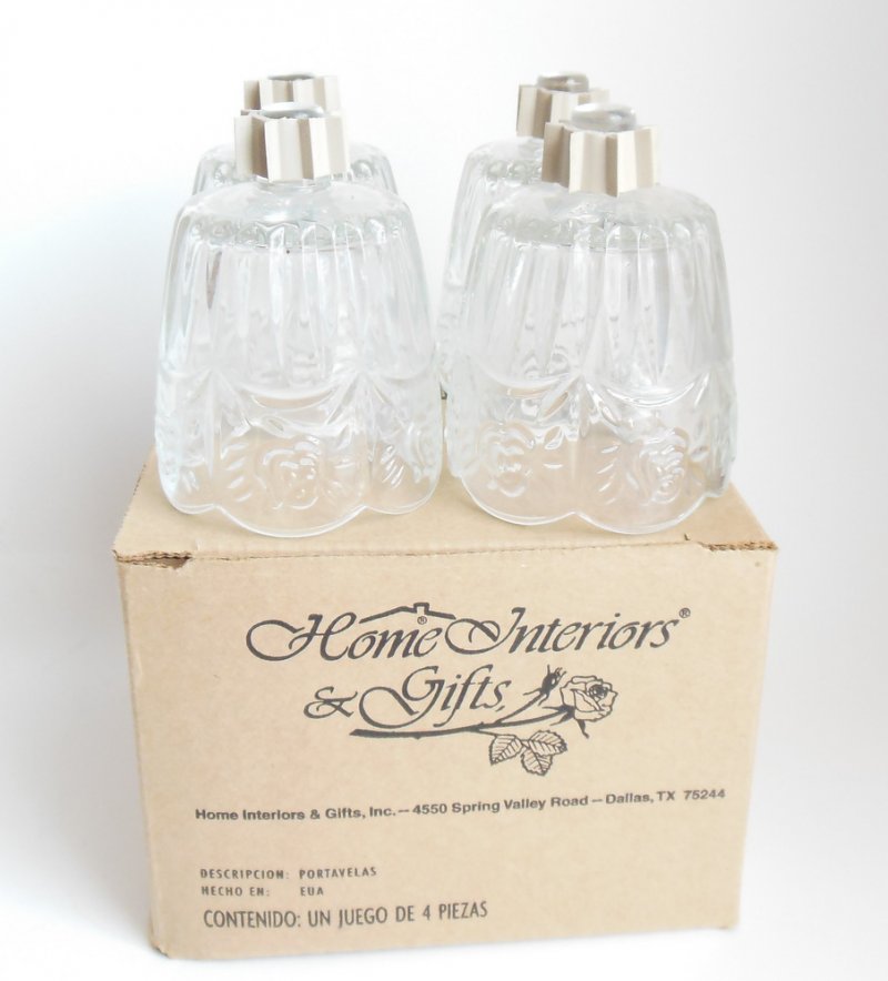 Home Interiors HOMCO Peg Votives Candle Holders Clear Glass Roses Grommets 11345