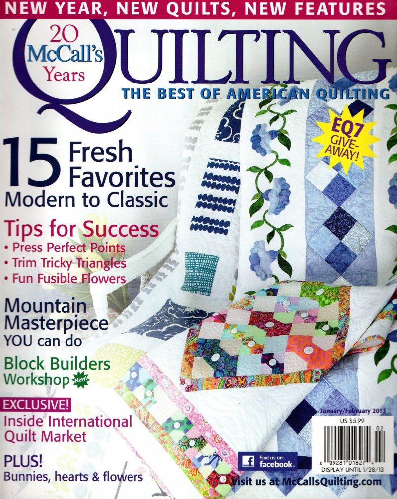 McCall's Quilting Magazine Celebrating 20 Years New Quilts New Features Jan 2013
