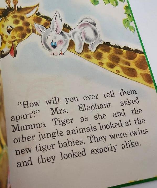 Image 3 of Tommy and Timmy Vintage Childrens Book Lion and Cubs Flocked Tell a Tale Book
