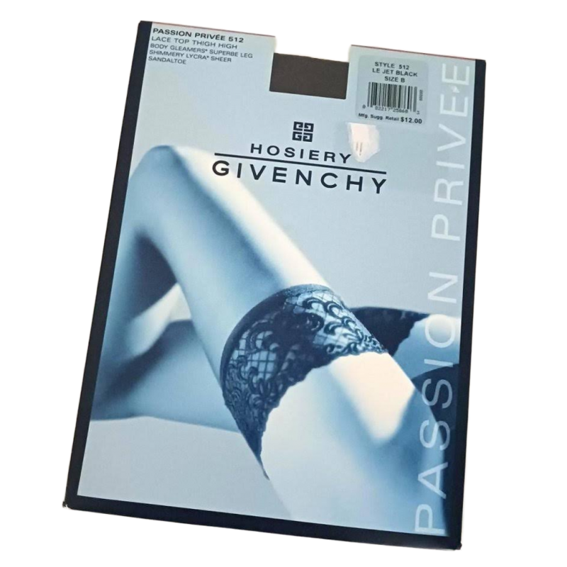Image 0 of Vintage Givenchy Ladies Lace Top Thigh Highs Sexy Jet Black Size B Style 512