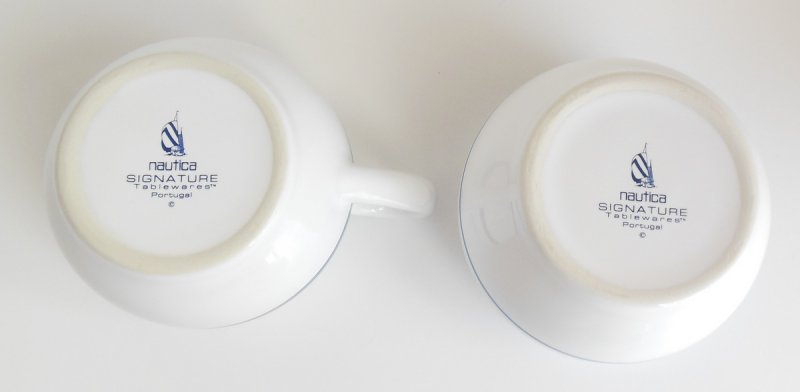Image 5 of Nautica Sugar Bowl with Lid Creamer Set Navy Blue Pattern Striped Band 