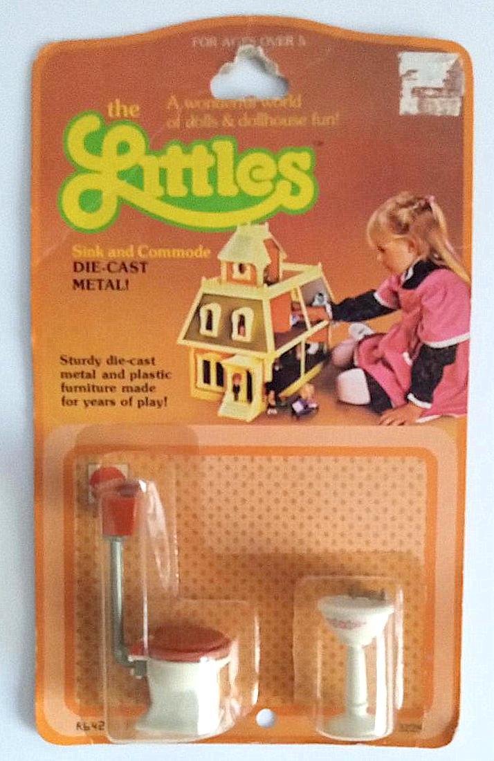 The Littles Commode Pedestal Sink Dollhouse Doll Toys Vintage Die Cast Metal