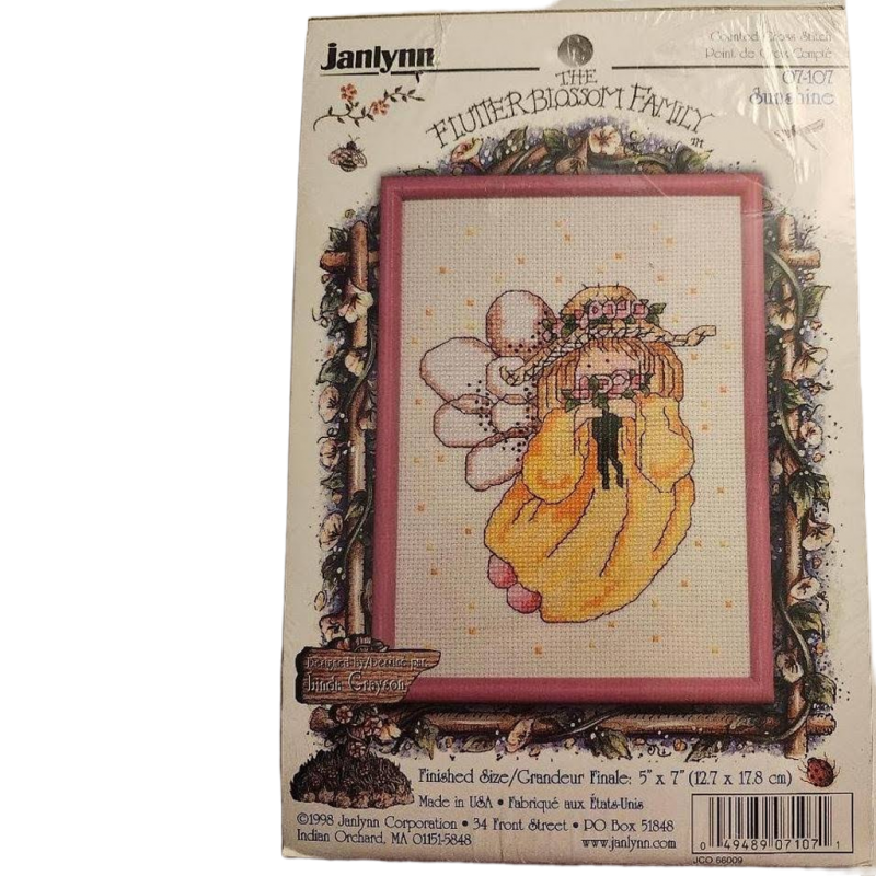 Image 2 of Janlynn The Flutter Blossom Family Counted Cross Stitch Kit Angel Vintage