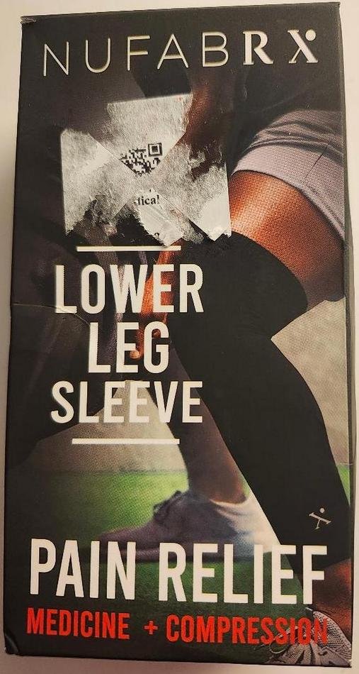 Image 0 of Nufabrx Lower Leg Sleeve Compression for Pain Relief Black 150 Hours 16 Washes