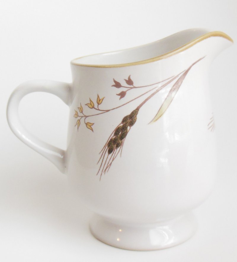 Image 1 of 1800 Winter Wheat Japan Stoneware Creamer Green Trim Gold Weeping Branch Plant