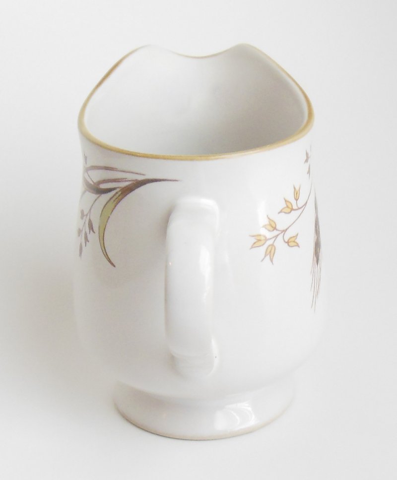 Image 2 of 1800 Winter Wheat Japan Stoneware Creamer Green Trim Gold Weeping Branch Plant