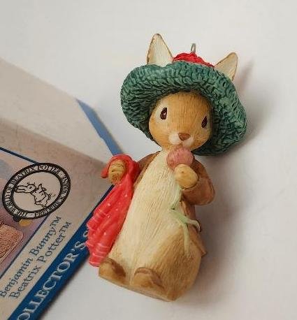 Image 1 of Benjamin Bunny Beatrix Potter Hallmark Christmas Ornament 1998 QE08383