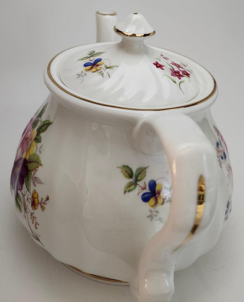 Image 1 of Staffordshire Floral Teapot Made of Bone China Swirled With Flower Pattern