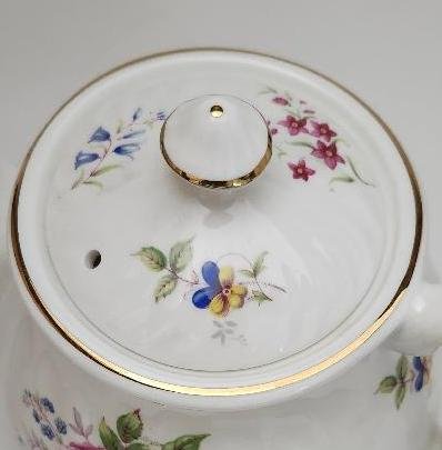 Image 2 of Staffordshire Floral Teapot Made of Bone China Swirled With Flower Pattern