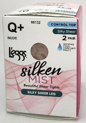 L'eggs Q Nude Silken Mist Silky Sheer Tights 2 Pairs w/ Wick Cool Comfort Panty