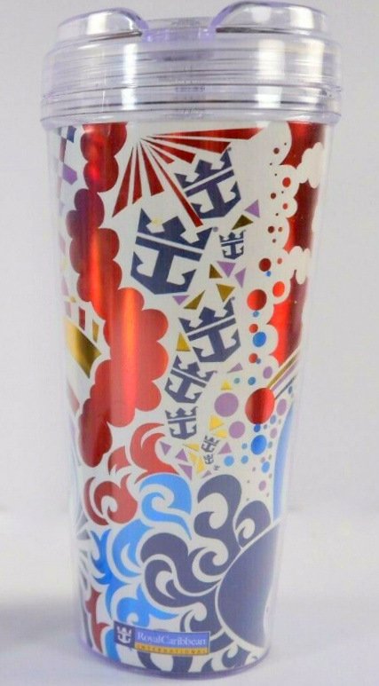 Image 0 of Royal Caribbean Coca Cola Drinking Tumbler w/ Lid 2015 Red Blue Purple Gold