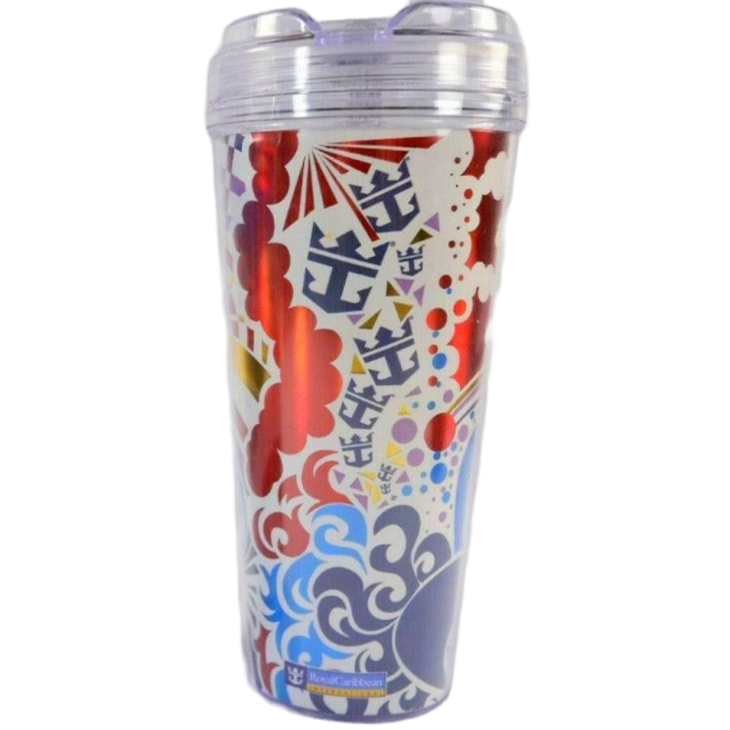Image 0 of Royal Caribbean Coca Cola Drinking Tumbler w/ Lid 2015 Red Blue Purple Gold