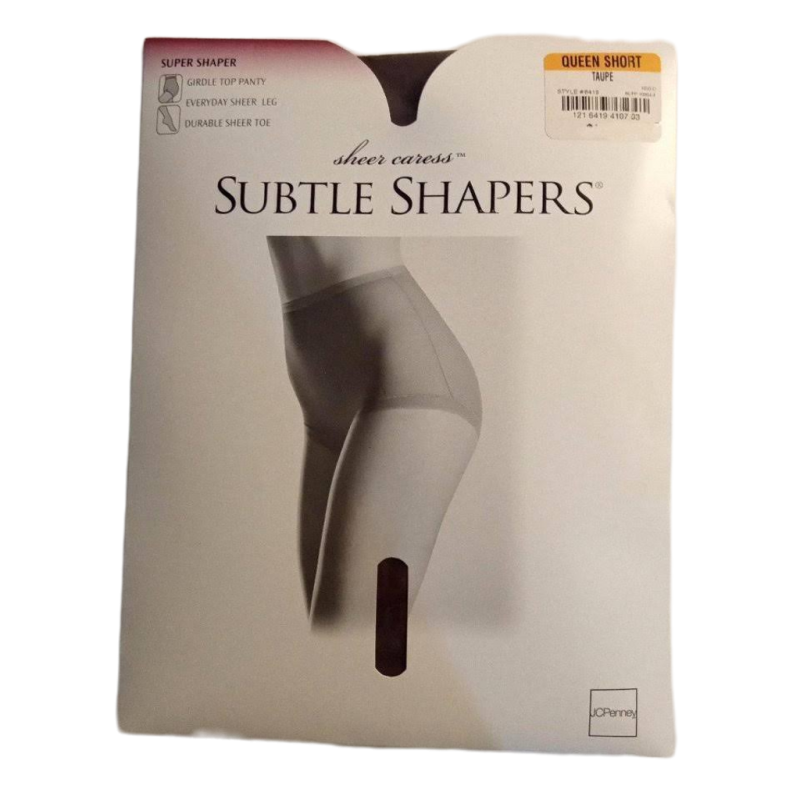 Subtle Shapers Pantyhose Sz Queen Short Taupe Girdle for Panty Sheer Leg and Toe