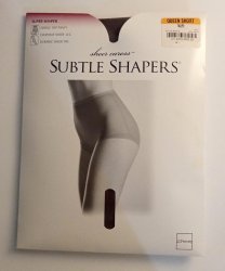 Subtle Shapers Pantyhose Sz Queen Short Taupe Girdle for Panty Sheer Leg and Toe