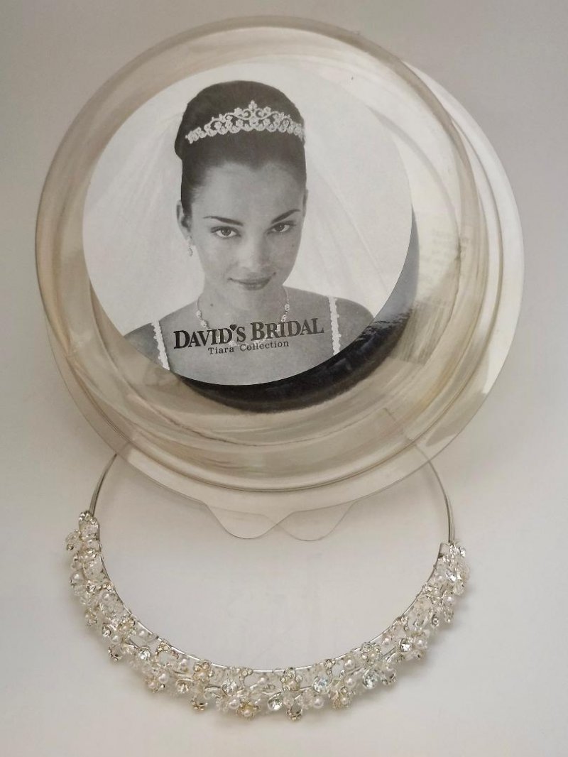 Image 1 of David's Bridal HeadPiece Tiara Collection Women's Wedding Headpiece Crystals