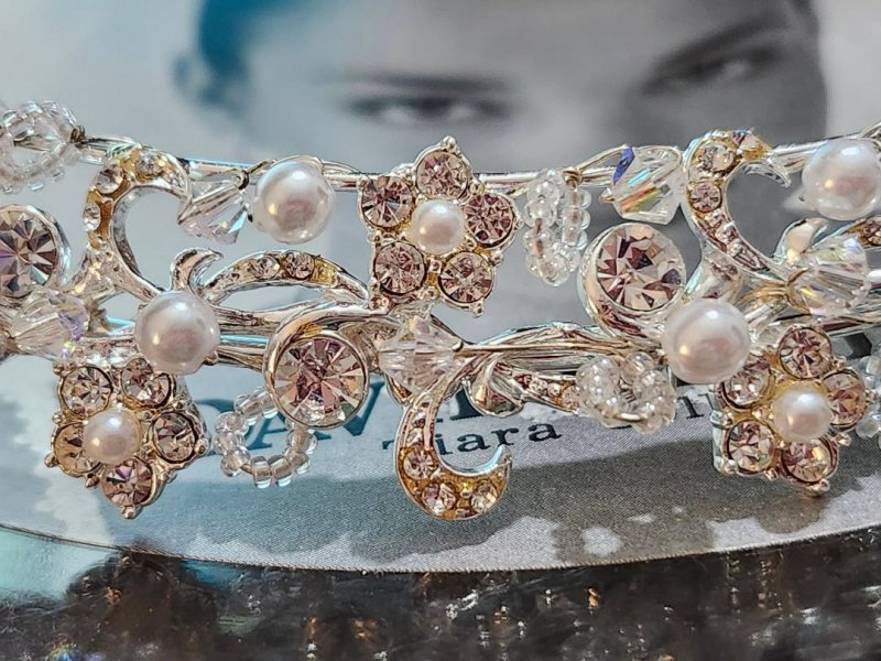 Image 5 of David's Bridal HeadPiece Tiara Collection Women's Wedding Headpiece Crystals