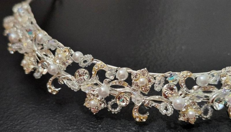 Image 6 of David's Bridal HeadPiece Tiara Collection Women's Wedding Headpiece Crystals