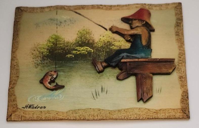 Image 5 of Wooden Plaques by H Nadeau 3D Wood Carved Sculpture Hand Crafted Art Canada