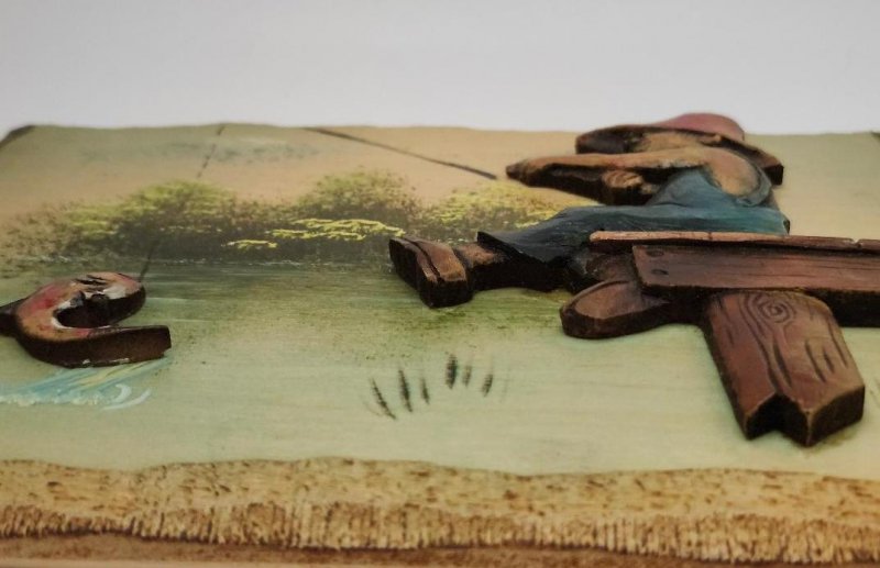 Image 6 of Wooden Plaques by H Nadeau 3D Wood Carved Sculpture Hand Crafted Art Canada